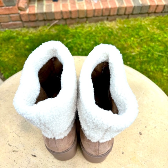 Just Fab Taupe Ellie Trim Supra Trim Lug Sole Boots - Picture 7 of 11